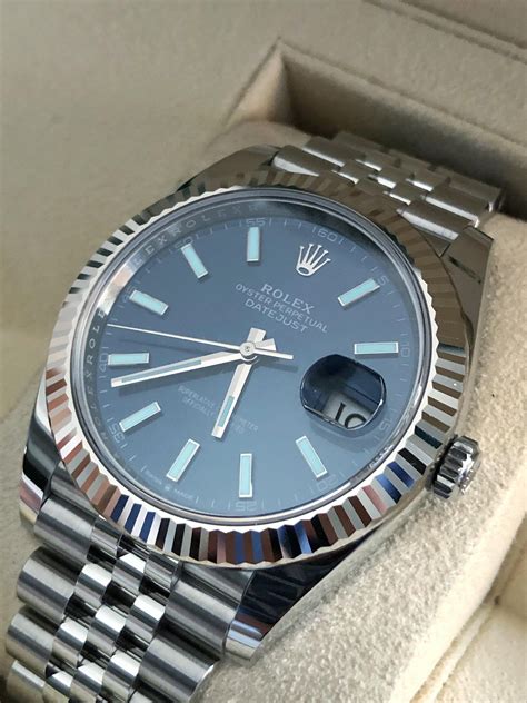 blue face rolex datejust.